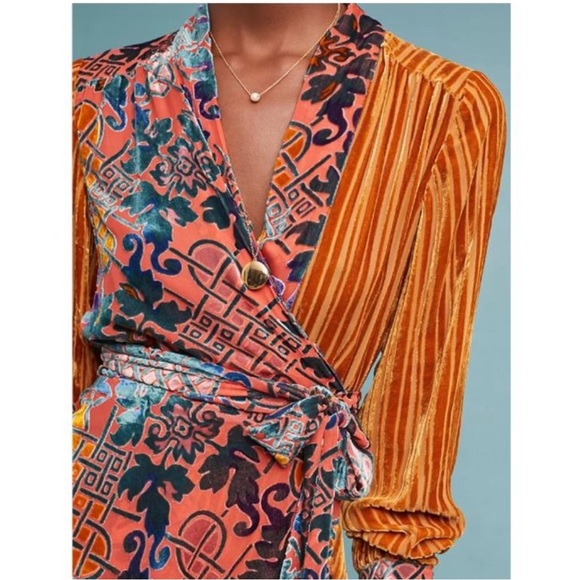 Anthropologie by Moulinette Soeurs Velvet and Silk Blend Wrap Blouse XS NWT - Picture 3 of 9